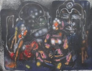 Les vahinés sur la plage d'après Gauguin